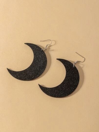 Egirl Accessories, Jewelry Shein, Shein Jewelry, Moon Drop, Edgy Earrings, Multiple Earrings, Crescent Moon Earrings, Black Moon, Gold Statement Earrings