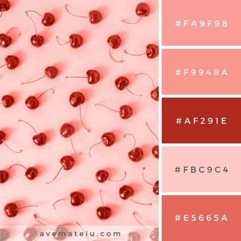 Pink Peach Red Color Palette, Sweet Colour Palette, Sweets Color Palette, Rustic Red Color Palette, Red And Pink Mood Board, Great Color Combinations, Soft Red Color Palette, Romantic Colour Palette, Valentine’s Day Color Palette