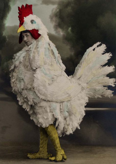 Woman in chicken costume. Chicken Suits, Museum Of Curiosity, Chicken Costumes, Vintage Dance, Crazy Chicken Lady, Chicken Lady, Chickens And Roosters, A Chicken, Weird And Wonderful