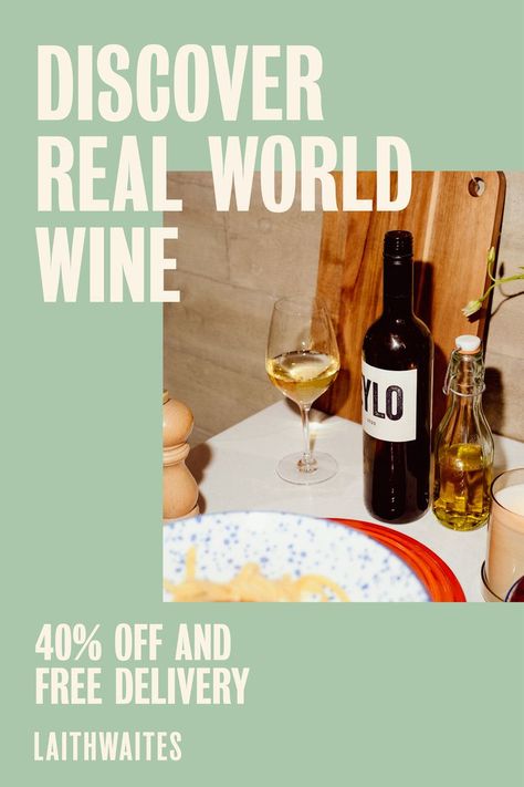 Discover real world wine with code REAL40 to enjoy 40% off and free delivery when you buy four or more bottles. Wine Poster Design, Wine Social Media, Ad Design Inspiration, Wine Promotion, Wine Branding Design, Creative Typography Design, Wine Poster, Food Branding, Menu Book