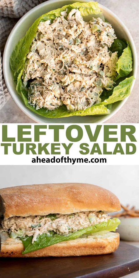 Leftover Turkey Salad Leftover Turkey Salad, Turkey Sandwich Thanksgiving, Turkey Salad Sandwich, Sandwich Spread Recipes, Shredded Turkey Recipes, Turkey Salad Recipe, Turkey Lunch, Turkey Leftovers, Thanksgiving Leftover