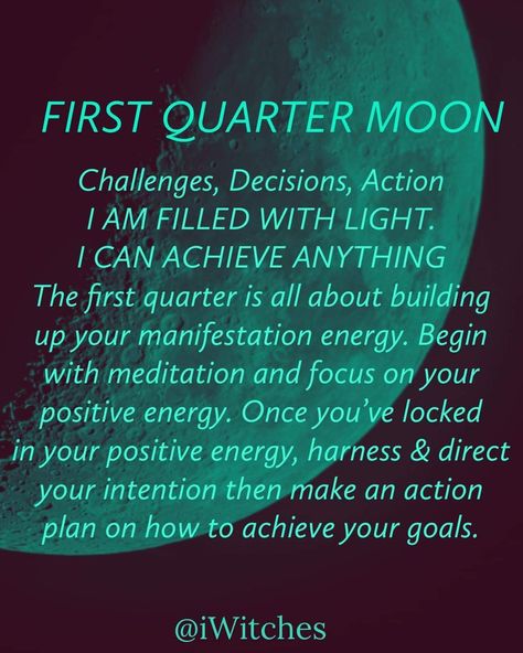 First Quarter Moon Spells, Capricorn Journal, Moon Worship, First Quarter Moon, Divination Witch, Moon In Capricorn, Mother Moon, Lunar Witch, Goddess Moon