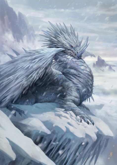 ArtStation - Ice Dragon , Matteo Spirito Elemental Dragons, Mythical Dragons, Ice Dragon, Beast Creature, Dragon Artwork Fantasy, Using Procreate, Cool Dragons, Creature Artwork, Dragon Knight