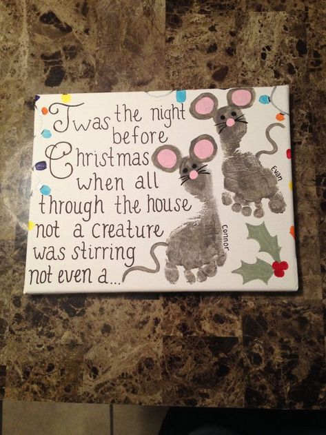 Diy Christmas Canvas, Scrapbook Bebe, Footprint Crafts, Handprint Crafts, Daycare Crafts, Night Before Christmas, 12 December, Preschool Christmas, Christmas Canvas