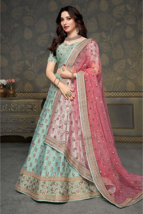 #anarkaliSuit #salwarsuits #designersuits #punjabisuits #partywear #latestsuits #trendysuits #saree #suits #lehenga #gown #anarkalidress #indianethnicwear #indianfashion #indianwear #onlineshopping #ethnicwear #weddingdress #fashionista #indowestern #designerwear #fashiontrend #bollywoodfashion #indianfestivewear Green Lehenga Choli, Wedding Lehenga Choli, Raw Silk Lehenga, Resham Work, Lehenga Gown, Dress Models, Green Lehenga, Blue Lehenga, Pale Turquoise