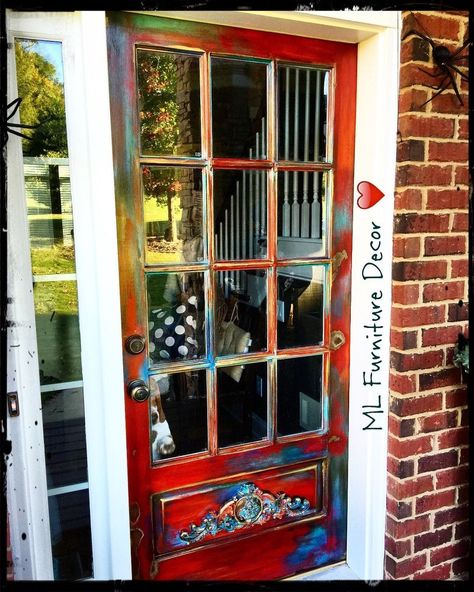 Not Your Regular RED DOOR #SPITChallenge Diy With Wood, Doors Painting, Unicorn Spit Stain, Paint Doors, Diy Wood Stain, Red Front Door, Fiberglass Front Door, Garden Diy Ideas, Easy Diy Hacks