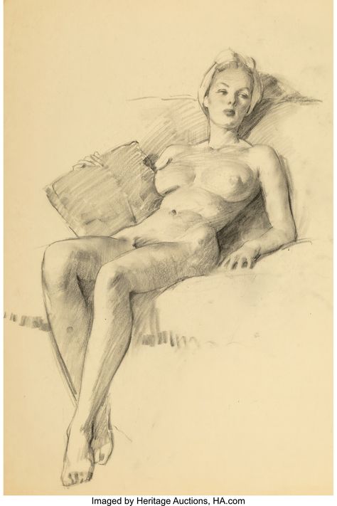 Gil Elvgren (American, 1914-1980). Honey, What Would You Like To Do | Lot #71062 | Heritage Auctions Charcoal Sketches, Gil Elvgren, Human Figure Drawing, Figure Drawings, Figure Sketching, Figure Art, Female Art Painting, Tableau Art, Art Masters