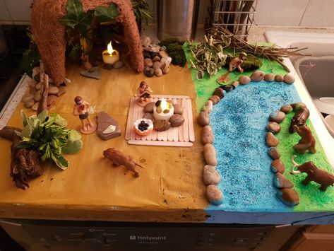 Stone Age Crafts Projects, Stone Age House School Project, Stone Age Diorama, Stone Age Activities Projects, Stone Age School Project, Early Humans Projects, Neolithic Village School Project, Stone Age Projects For Kids, Stone Age Project