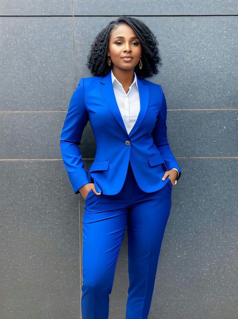 Ensemble Blazer, Suit For Ladies, Corporate Lifestyle, Royal Blue Suit, Fashionable Work Outfit, Corporate Wear, African Fashion Women Clothing, Office Outfit, Pantsuits For Women