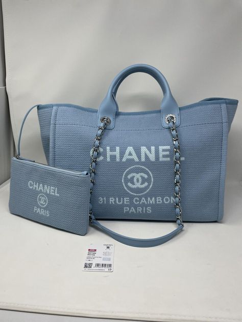 New Chanel 23A Deauville Large Shopping Tote. Comes with tag, dust bag and removable pouch. Measurements: 11.7 × 19.5 × 8.6 in. Tag is not attached as Chanel usually removes them. Guaranteed Authentic! Chanel Deauville, Chanel Canvas, Chanel Tote Bag, Chanel Tote, Amazon Buy, Chanel Deauville Tote Bag, Chanel Bags, Cute Bags, Shopping Tote