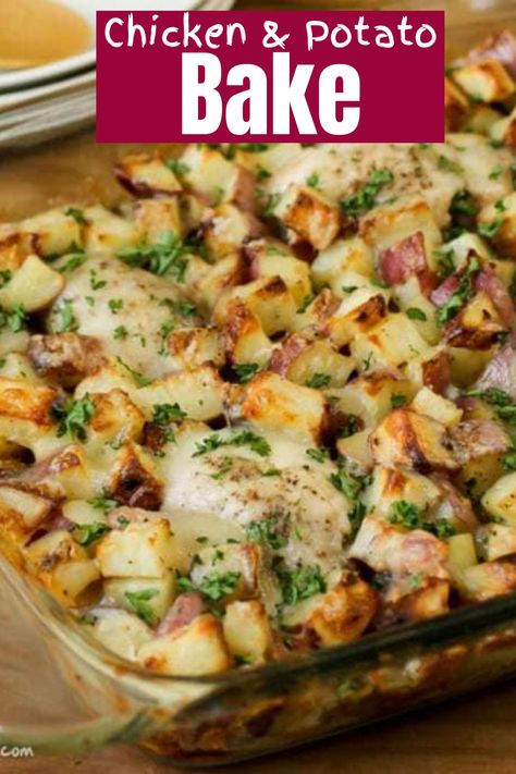 Chicken Thigh Casserole, Chicken Breast Casserole, Skinless Chicken Breast Recipes, Sunday Dinner Ideas, Chicken Boneless Breast Recipes, Chicken Potato Bake, Garlic And Olive Oil, Chicken Potato, Chicken Breast Recipes Baked