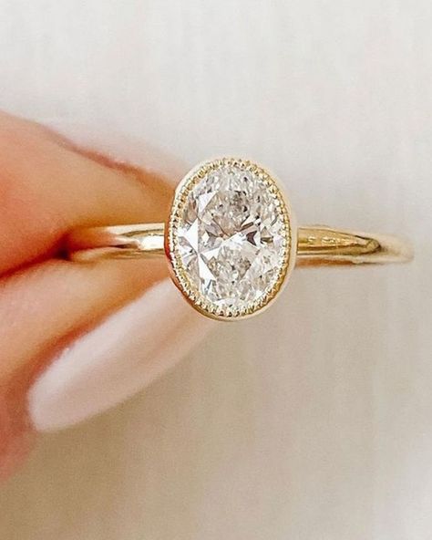 Vintage Engagement Rings With Stunning Details ★ vintage engagement rings yellow and rose gold rings2 Old Fashion Rings Engagement, Rose Gold And Gold Rings Together, Classy Engagement Ring With Wedding Band, Oval Milgrain Engagement Ring, Simple Unique Engagement Rings Vintage Classy, Bezel Vintage Engagement Ring, Antique Oval Ring, Cool Vintage Rings, Oval Engagement Ring Bezel Set