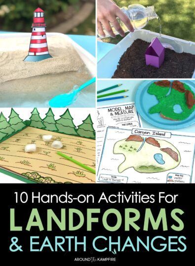 Learn ten hands-on earth changes and landforms activities to help teach 2nd grade science and engage your students in STEM activities and experiments for erosion, fast and slow changes, and map making. Erosion Activities, Teaching Landforms, Landforms Activities, Plants Life Cycle Activities, Ecosystem Activities, 2nd Grade Science, Water Erosion, Matter Activities, Earth Science Activities