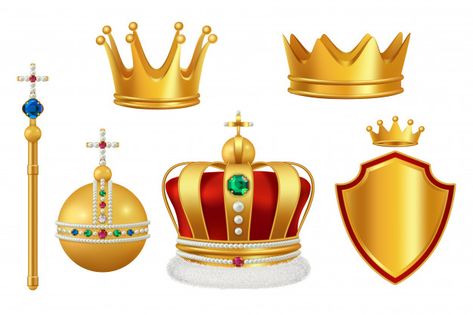 Discover thousands of Premium vectors available in AI and EPS formats Crown With Jewels, Royal Symbols, Heraldic Symbols, Crown Silhouette, Crown Drawing, Realistic Illustration, Royal Crowns, Crown Pattern, Golden Logo