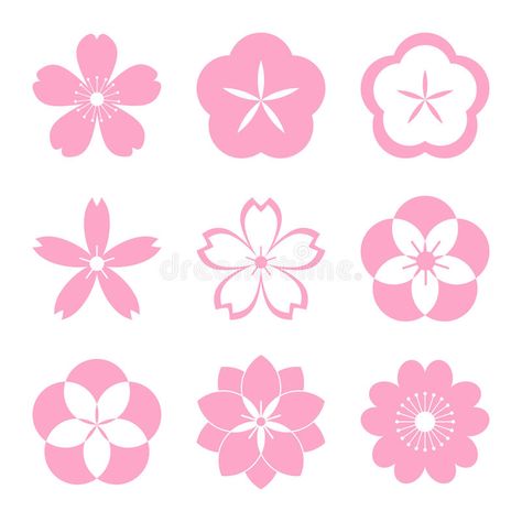 Cherry blossom icon set vector illustration Cherry Blossom Icon, Sakura Logo, Blossom Icon, Cherry Blossom Vector, Illustration Elements, Flower Games, Cherry Blossoms Illustration, Sakura Art, Sakura Tree