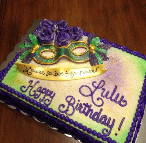 Mardi Gras Theme Birthday Cake, Mardi Gras Cakes, Mardi Gras Cake Ideas, Mardi Gras Birthday Cake, Full Sheet Cake, Mardi Gras Cake, Wwe Birthday, Madi Gras, Mardi Gras Wedding