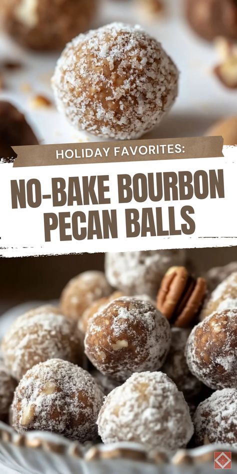 Add a new favorite to your holiday recipes with these No-Bake Bourbon Pecan Balls. Combining the rich taste of bourbon with crunchy pecans, these treats are perfect for any holiday celebration. Easy to make and delicious to eat, save this pin for a holiday hit! Bourbon Balls Recipe Southern Living, Pecan Pie Balls Bourbon, Best Bourbon Balls Recipe, Pecan Rum Balls, Christmas Bourbon Balls, Pecan Bourbon Balls, No Bake Bourbon Balls, Kentucky Bourbon Balls Recipe, Easy Bourbon Balls