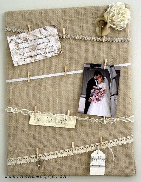 Burlap Crafts Diy, Diy Organizers, Fair Stand, Burlap Ideas, Burlap Canvas, Burlap Projects, Diy Burlap, Scout Ideas, Memory Board