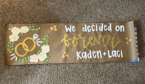 Engagement Banner Ideas, Painted Banners, Engagement Party Banners, Bachelorette Banner, Engagement Banner, Anniversary Banner, Engagement Signs, Cute Happy Birthday, Birthday Banner Design