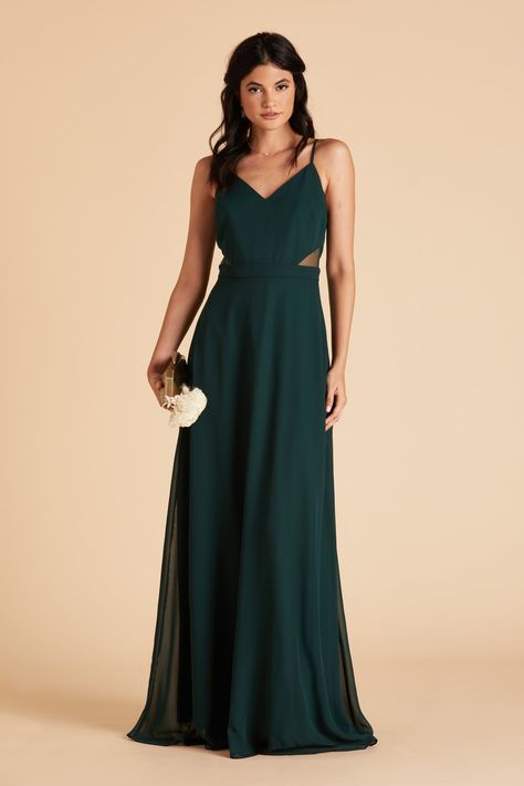 Lin Chiffon Bridesmaid Dress in Emerald – Birdy Grey Flattering Bridesmaid Dresses, Dress Designs For Girls, Emerald Green Prom Dress, Chic Bridesmaid Dresses, Sage Bridesmaid Dresses, Grey Bridesmaids, Birdy Grey, Perfect Bridesmaid Dress, Affordable Bridesmaid Dresses