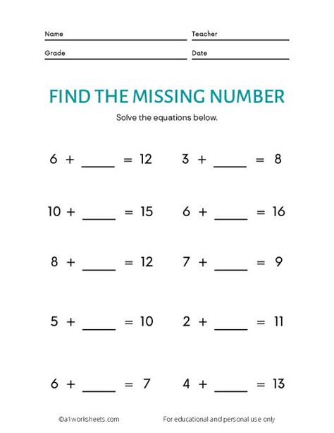 Find the Missing Numbers Addition Worksheet Worksheet On Missing Numbers, Write Missing Alphabet Worksheet, Missing Numbers 1-100 Worksheet, Write The Missing Number 1-10, Find The Missing Number, Printable Worksheets For Kindergarten, Fill In The Missing Numbers, Addition Worksheet, Adding Numbers