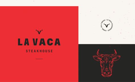 La Vaca Steakhouse on Behance Steakhouse Logo Design, Steakhouse Branding, Latino Restaurant, Steakhouse Logo, Meat Logo, Rabbit Meat, Meat Restaurant, Yoga Branding, Restaurant Branding