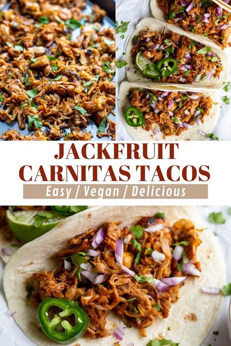 This Jackfruit Carnitas recipe is so simple to make and a truly delicious way to enjoy jackfruit! Delicious for jackfruit carnitas tacos! Jackfruit Carnitas, Vegan Jackfruit, Jackfruit Tacos, Jackfruit Recipes, Carnitas Tacos, Carnitas Recipe, Veg Food, Vegan Mexican, Daniel Fast