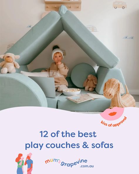 12 of the best Play Couches in Australia 2023 Play Section In Living Room, Playroom Sofa Ideas, Play Sofa For Kids, Play Area Behind Couch, Kids Couch Playroom, Playroom Couch Ideas, Playroom Sofa, Baby Couch, Play Sofa