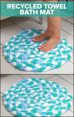 Diy Bath Mat, Diy Bath Mats, Recycled Towels, Rag Rug Diy, Homemade Rugs, Rag Rug Tutorial, Braided Rug Diy, Braided Rag Rugs, Crochet Rag Rug