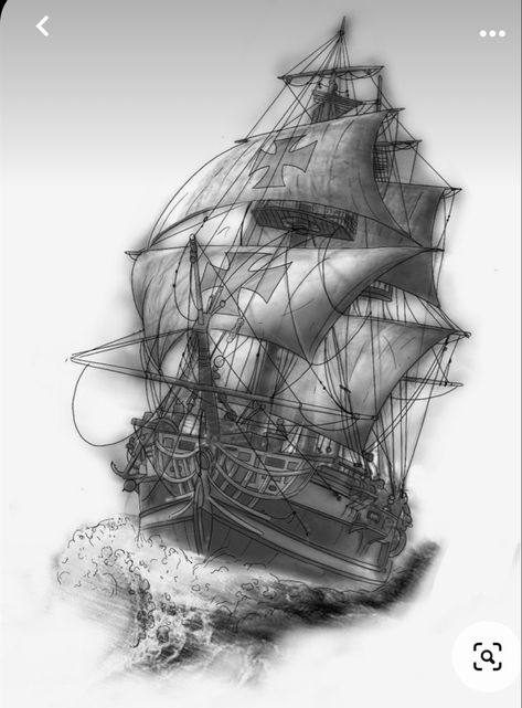 Old Ship Tattoo Design, Marine Tattoos, Viking Ship Tattoo, Ghost Ship Art, Ship Tattoo Sleeves, Nautical Compass Tattoo, Pirate Ship Tattoos, Marine Tattoo, Pirate Ship Art