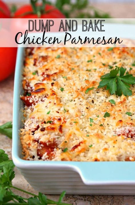 Dump And Bake Chicken, Dump And Bake, Chicken Parmesan Recipe Baked, Parmesan Casserole, Chicken Parmesan Recipe, Chicken Parmesan Casserole, Bake Chicken, Baked Chicken Parmesan, Läcker Mat