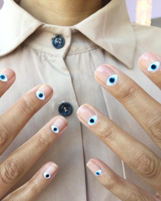 Negative Space Nail Art, Nail Art Halloween, Evil Eye Nails, Unghie Nail Art, Eye Nail Art, Mens Nails, Space Nails, Nagellack Trends, Easy Nails