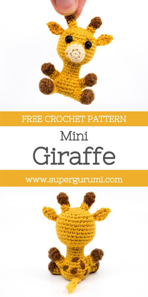 This free amigurumi giraffe crochet pattern is crocheted easily and quickly and is perfect as decorative figurine, gift or key chain. Make your loved ones happy with this little giraffe by supergurumi. #Amigurumi #Crochet Crochet Amigurumi Giraffe, Crochet Mini Giraffe Free Pattern, Amiguri Free Patterns, Free Crochet Applique Patterns Animals, Giraffe Gift Ideas, Crochet Keychain Animals Free Pattern, Mini Amigurumi Animals, Quick Crochet Gifts To Make, Crochet Patterns Giraffe