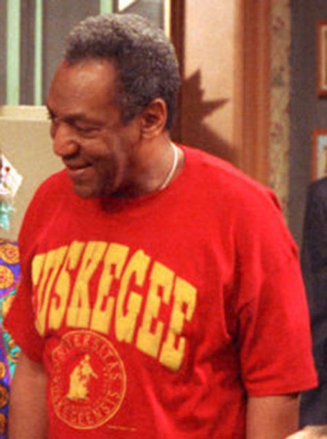 Bill Cosby wearing a Tuskegee University shirt on the "Cosby Show" Hbcu Experience, Cosby Show, Tuskegee University, The Cosby Show, University Shirt, African American Culture, College Fits, Bill Cosby, Booker T