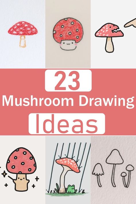 Mushroom Drawing Ideas, Drawing Ideas Simple, Drawing Ideas For Kids, Drawing Collection, Mushroom Pictures, Mushroom Drawing, Your Drawing, Unique Drawings, Easy Doodles Drawings