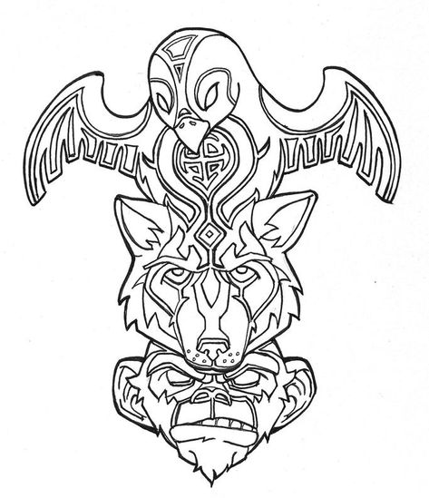 Totem Drawing, Totem Pole Drawing, Pole Drawing, Totem Pole Tattoo, Pole Tattoo, Drawing Eagle, Eagle Totem, Totem Art, Totem Tattoo