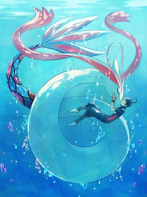 Pokemon | Ruby & Milotic - You're The Best Evoluzioni Eevee, Equipe Rocket Pokemon, Pokemon Artwork, Water Type Pokemon, Arte Doodle, Pokemon Poster, Pokemon Backgrounds, Mega Pokemon, Cool Pokemon Wallpapers