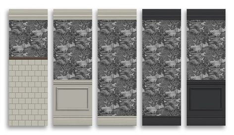 Sims 4 Wall Cc, Coastal Wallpaper, Free Sims 4, Scandinavian Wall, Painted Paneling, Sims 4 Build, January 10, Sims 4 Houses, Crown Molding