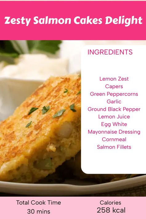 Zesty Salmon Cakes Delight Minced Salmon Recipes, Healthy Salmon Cakes, Cakes With Lemon, Tuna Cakes, Minced Meat Recipe, Healthy Dinner Options, Seafood Recipes Healthy, Ground Meat Recipes, Healthy Salmon