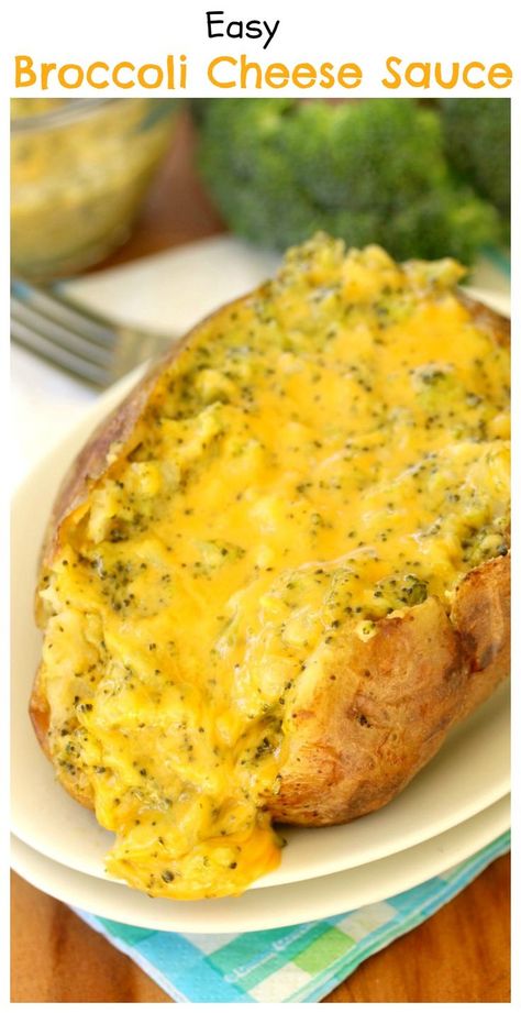 Creamy broccoli cheddar cheese sauce made in minutes with only 4 ingredients needed! Perfect with potatoes and over vegetables. Broccoli Cheese Sauce For Baked Potatoes, Cheese Sauce For Potatoes, Potato Toppers, Broccoli Cheese Sauce, Cheese Plates Appetizer, Sauce For Broccoli, Cheese Sauce For Broccoli, How To Make Cheese Sauce, Cozy Cook