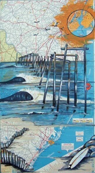 Art About Journey, Art Exam 2023, Map Art Illustration, Cartography Art, Map Collage, Surfing Art, Journey Art, Collage Landscape, Street Map Art