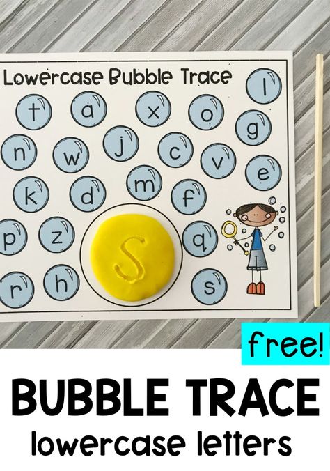 Lowercase Bubble Trace for Preschool Preschool Bubbles Activities, Bubble Learning Activities, Bubble Day Preschool, Bubble Day Kindergarten, Preschool Bubble Theme, Bubble Crafts Preschool, Bubble Activities Preschool, Bubbles Preschool, Initial Sound Activities