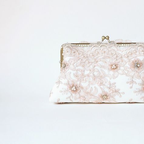 Blush Lace Clutch Lace Clutch, Hand Work Embroidery, Handwork Embroidery Design, Wedding Accessories, Embroidery Design, Embroidery Designs, Coin Purse, Coin, Blush