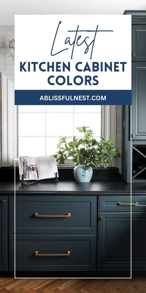 Looking to give your kitchen a fresh new look? Say goodbye to boring cabinets and hello to the latest kitchen cabinet colors! From bold blues and greens to warm wood tones and soft neutrals, there's a shade to suit every style. #kitchengoals #cabinetcolorideas #kitchencabinets