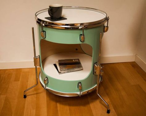 20 Re-purposed DIY Musical Instruments Projects to Pursue Music Furniture, Drum Room, Music Room Decor, Diy Musical Instruments, Drum Table, 50s Style, Music Decor, Made Of, Music Studio