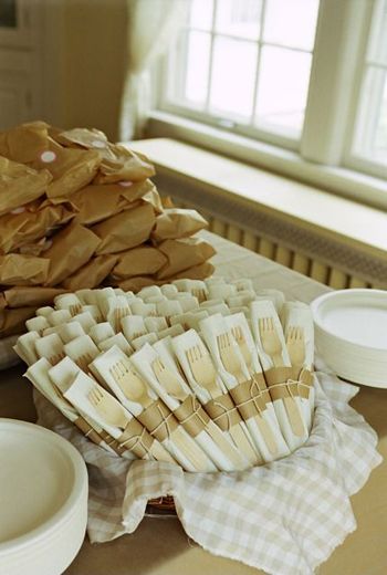 Biodegradable Wooden Utensils Rolled Napkins With Utensils, Tacky Wedding, Wedding Silverware, Disposable Utensils, Photo Table, Bonfire Party, Wooden Cutlery, Eco Friendly Wedding, Plastic Ware