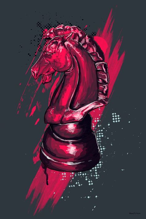 'Knight' Chess Game Graphic Art on Wrapped Canvas Chess Piece Tattoo, Chess Tattoo, Knight Chess, Red Knight, Pop Art Canvas, The Knight, Knight Art, Chess Game, Chess Pieces