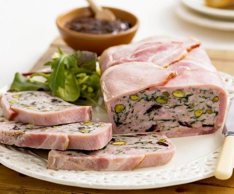 Pork and pistachio terrine Pork Terrine, Terrine Recipe, Pate Recipes, Loaf Recipes, Easy Pork, Picnic Food, Croquettes, Pork Belly, Pork Recipes