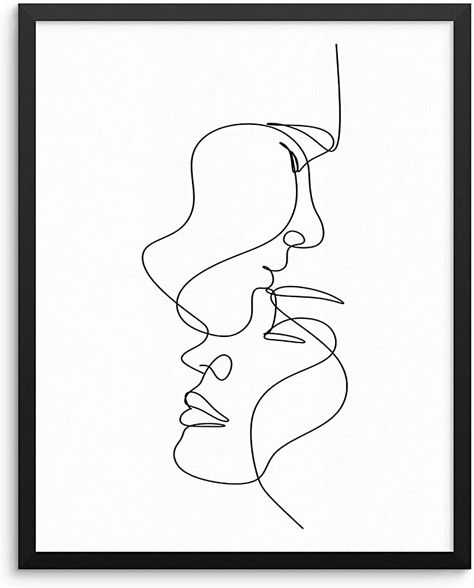 Single Line Kissing Tattoo, Couples Abstract Art, Man And Woman Outline Drawing, Line Art For Men, Abstract Couple Art, One Line Picture, Man And Woman Line Art, Line Art Inspiration, Couple One Line Art