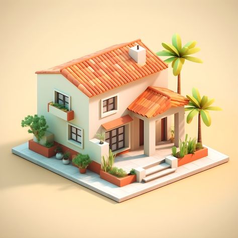 3d View Of House, House Animal Crossing, Isometric House, City Building Game, Game Level Design, Alphabet City, Storybook Homes, 3d Modeling Tutorial, City Layout